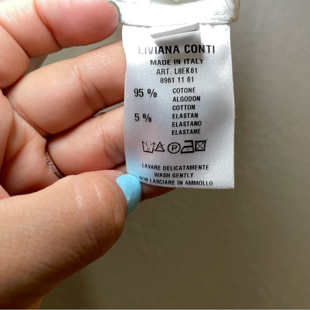 Liviana Conti Women’s White Cotton Blouse Drawstring top Size XS / 0 / EU 38 - Picture 9 of 9